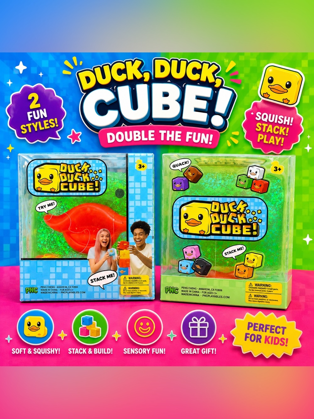 VIRAL Duck Duck Cube- Glitter Cube Duck Shaped